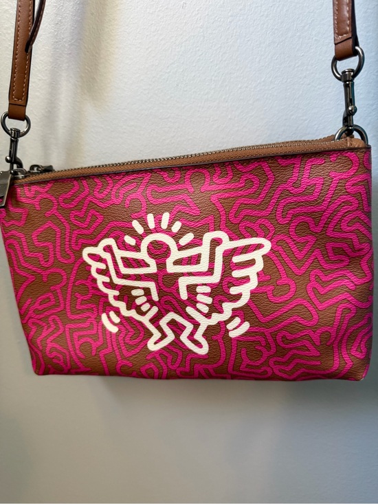 Coach Handbags - COACH x Keith Haring Lyla Crossbody Bag F11773 Fuchsia Brown Flying Angel Art